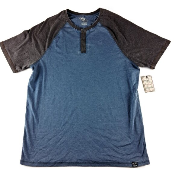Flag & Anthem Colorblock Henley Short Sleeve Tee T-Shirt Men's Size Medium Blue - Picture 1 of 6